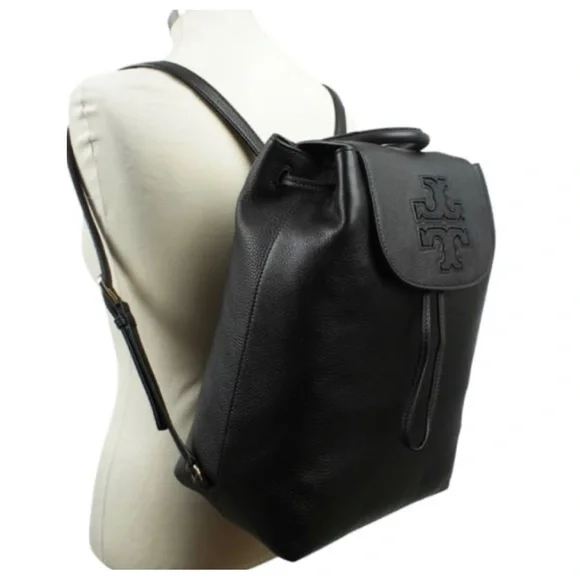Tory Burch Harper Black Leather Backpack - Picture 2 of 9
